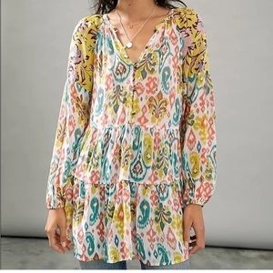 By Anthropologie Medium Sheer Maureen Paisley Tunic